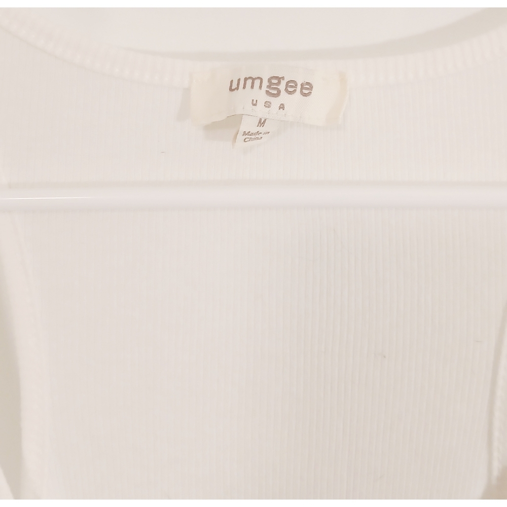 UMGEE White Ribbed Lace Extender Tank Top M - Picture 5 of 5